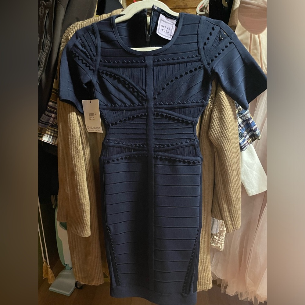 NWT Herve Leger XXS Navy Blue